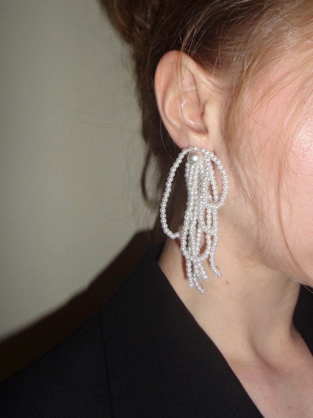 Asymmetrical pearl handmade earrings
